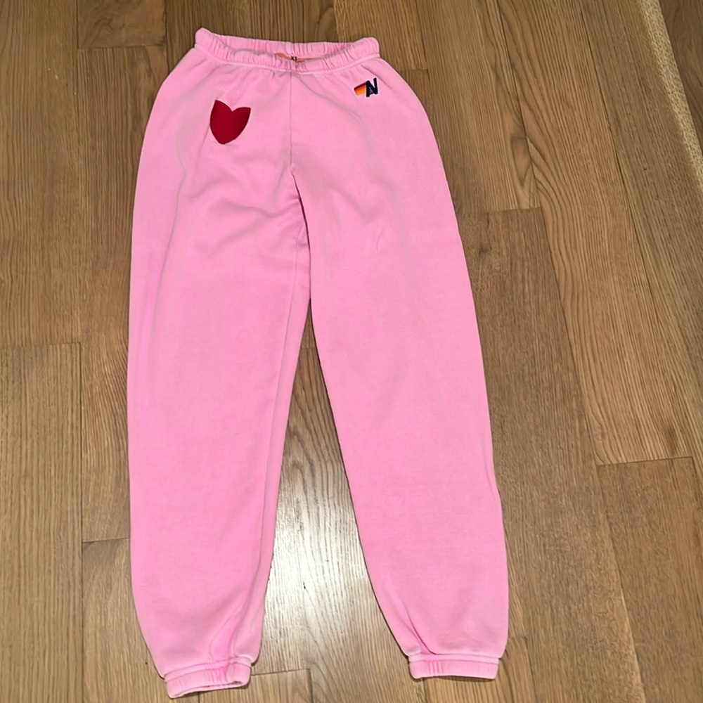 Aviator Nation Heart Stitch Sweatpants - Neon Pink XS